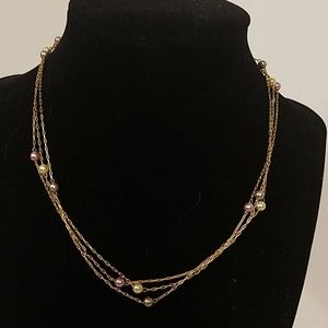 Set of 3 Faux Pearl Gold Colored Necklaces